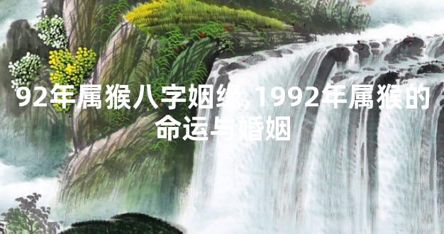 92年属猴八字姻缘,1992年属猴的命运与婚姻