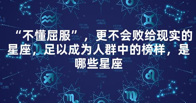 “不懂屈服”，更不会败给现实的星座，足以成为人群中的榜样，是哪些星座